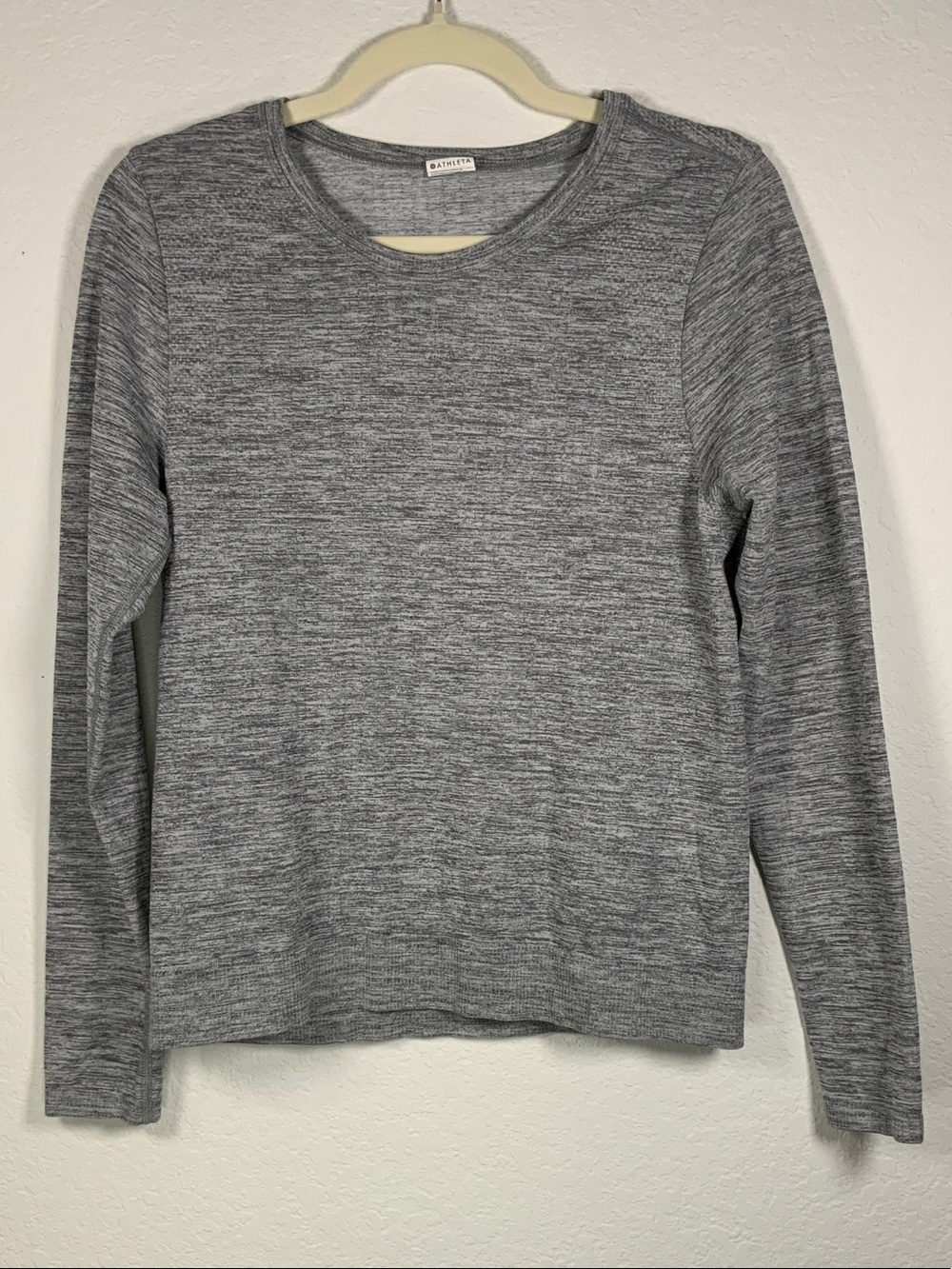 Athleta Heather Gray Long Sleeve Crewneck Top